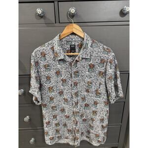 Union Hawaiian Shirt Mens XL Pineapple And Waves All Over Print Pocket